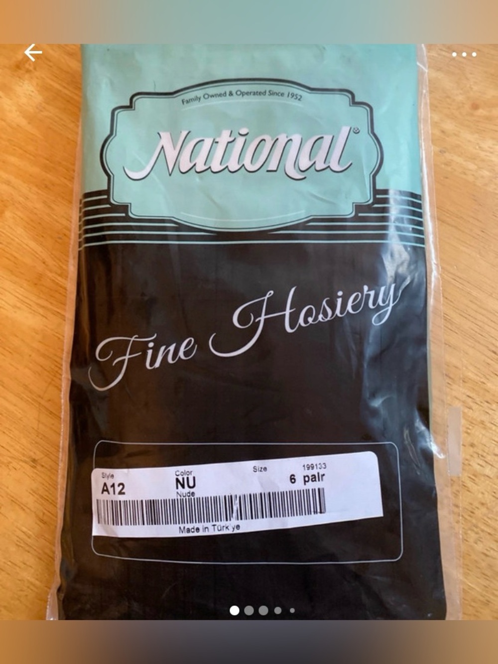 6-pair pack of National Fine
Hosiery knee-high nylons in the color "Nude" (Style